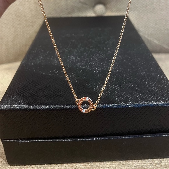 COACH Rose Gold Circle Rhinestone Necklace - Picture 5 of 13